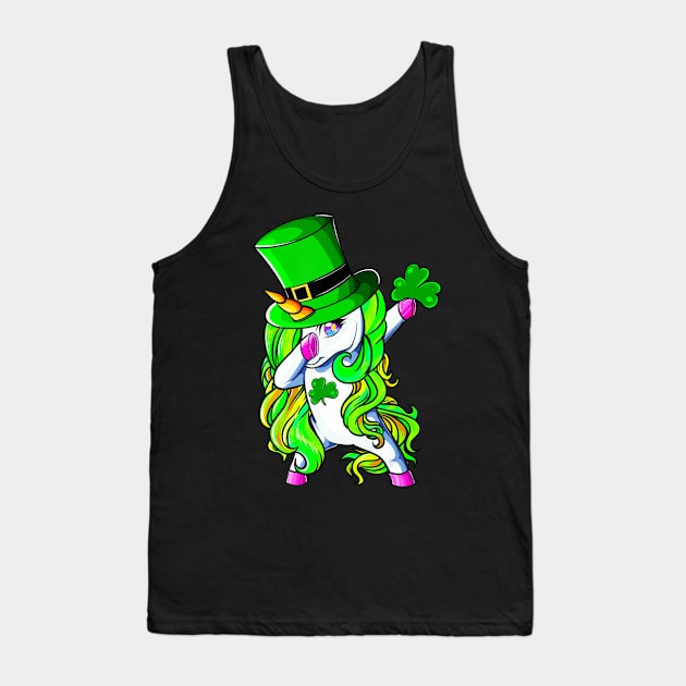 Dabbing Unicorn St Patricks Day Shamrock Tank Top by hony.white